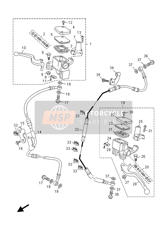 Yamaha YP250R 2013 Pompa freno anteriore per un 2013 Yamaha YP250R